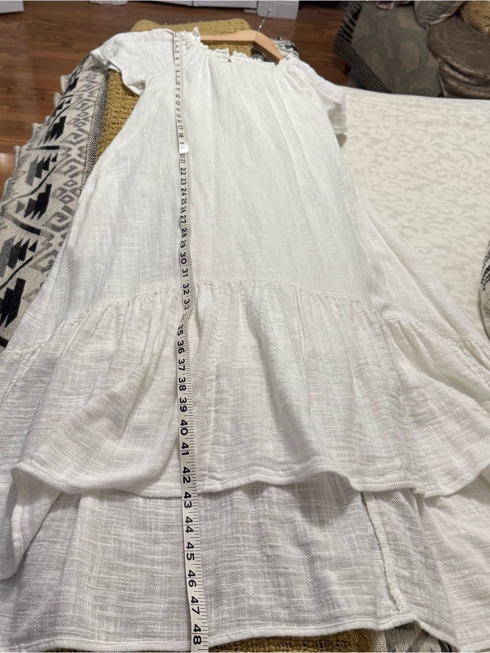 Maeve Off-White Ruffle-Neck High-Low Maxi Dress - Picture 12 of 13